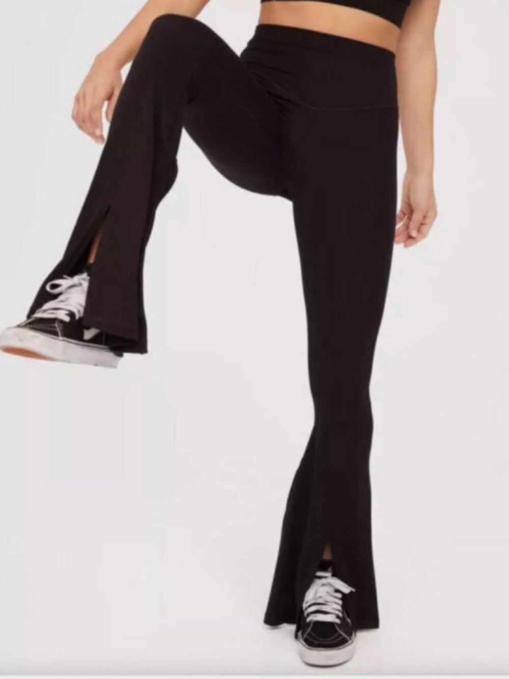 $5 Shipping! NWT Extra Flare Aerie Real Me High Waisted Black Leggings - SMALL